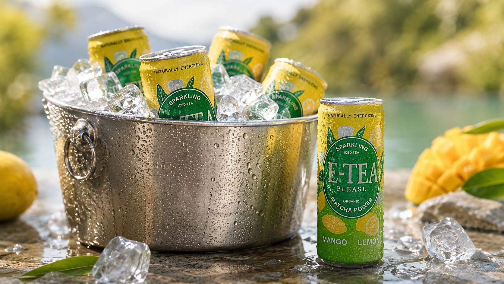 Gekühlte E-Tea Dosen im Eis