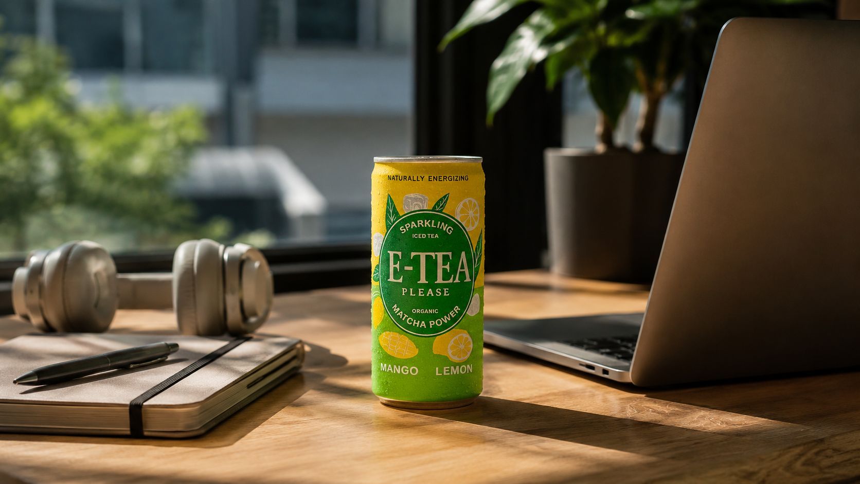 Bio-Matcha und prickelnde Erfrischung für fokussierte Arbeitsphasen.